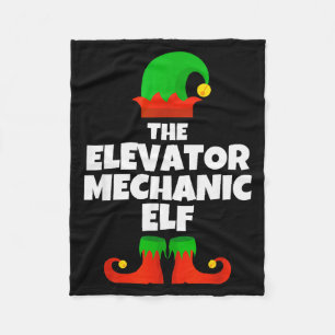 I'm The Elevator Mechanic Elf Family Pajama Christ Fleece Blanket
