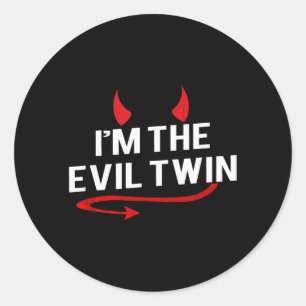 Im the Evil Twin Funny Halloween Costume Classic Round Sticker