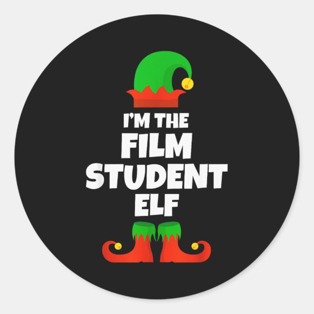 I'm The Film Student Elf Family Pajama Christmas F Classic Round Sticker (Front)