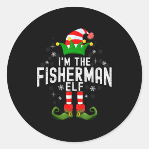I'm The Fisherman Elf Christmas Family Pjs Costume Classic Round Sticker