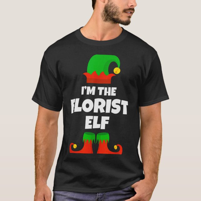 I'm The Florist Elf Family Pajama Christmas Floral T-Shirt (Front)