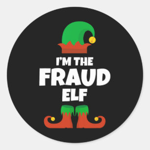 I'm The Fraud Elf Family Pajama Christmas Funny Classic Round Sticker