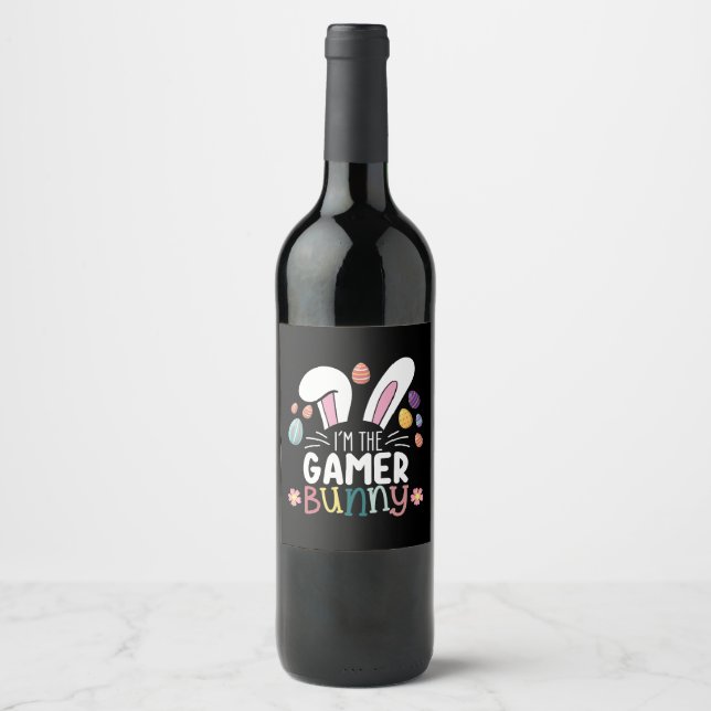 I'm The Gamer Bunny Gaming Easter Matching Wine Label (Front)