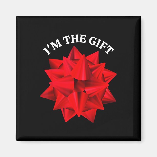“I'm The Gift” Oversized Red Bow Fun Christmas Jok Magnet (Front)