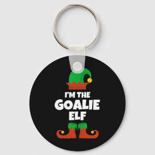 I'm The Goalie Elf Family Pajama Christmas Hockey Key Ring