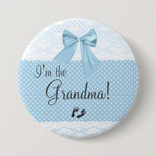 I'm The Grandma Blue Lace 7.5 Cm Round Badge (Front)