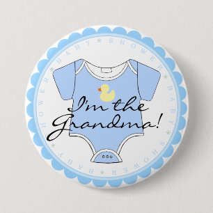 I'm The Grandma Blue Scalloped Yellow Duck Shower 7.5 Cm Round Badge