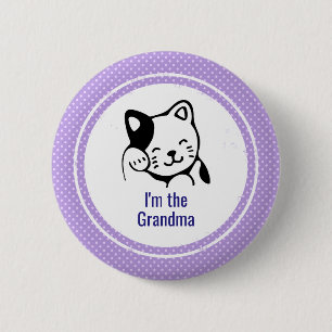 I'm the Grandma Cute Kitty Cat on Polka Dots 6 Cm Round Badge