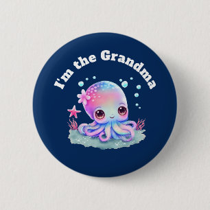 I'm the Grandma Cute Octopus Sea Creature 6 Cm Round Badge