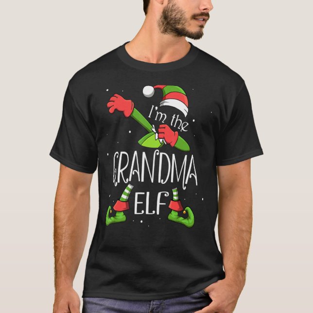 I'm The Grandma Elf Dabbing Santa Claus Xmas For F T-Shirt (Front)