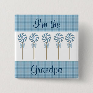 "I'm the Grandpa" Blue 15 Cm Square Badge