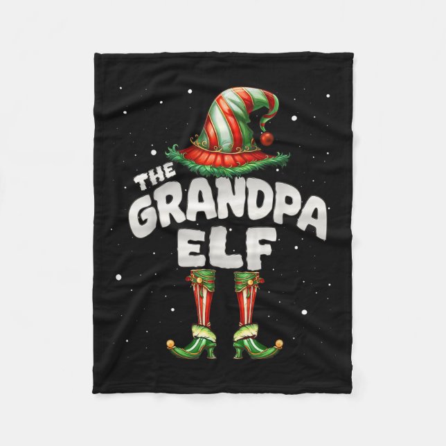 I'm The Grandpa Elf Family Matching Group Christma Fleece Blanket (Front)
