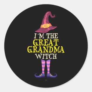 Im The Great Grandma Witch Costume Halloween Funny Classic Round Sticker