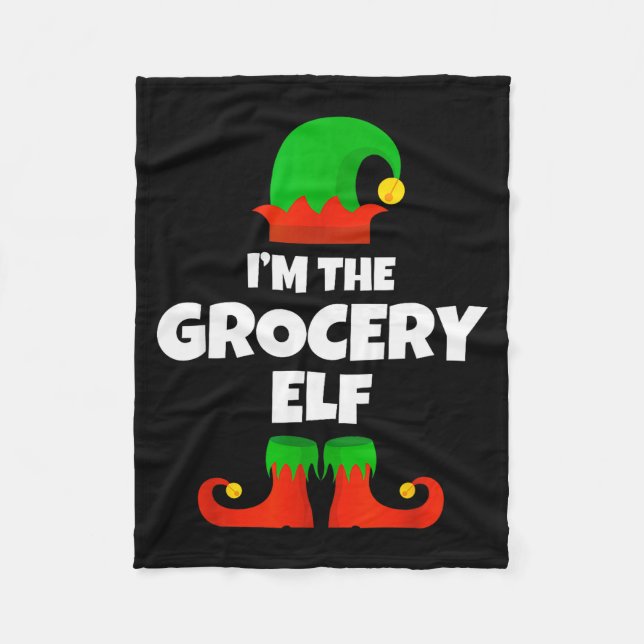 I'm The Grocery Elf Family Pajama Christmas Funny  Fleece Blanket (Front)