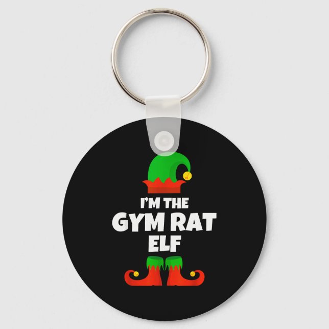 I'm The Gym Rat Elf Family Pajama Christmas Fitnes Key Ring (Front)