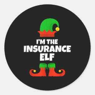 I'm The Insurance Elf Family Pajama Christmas Funn Classic Round Sticker