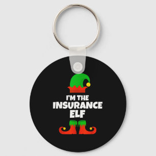 I'm The Insurance Elf Family Pajama Christmas Funn Key Ring