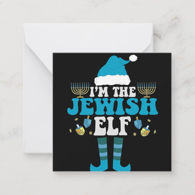 I'm the Jewish Elf Funny Hanukkah Menorah Gift Card (Front)