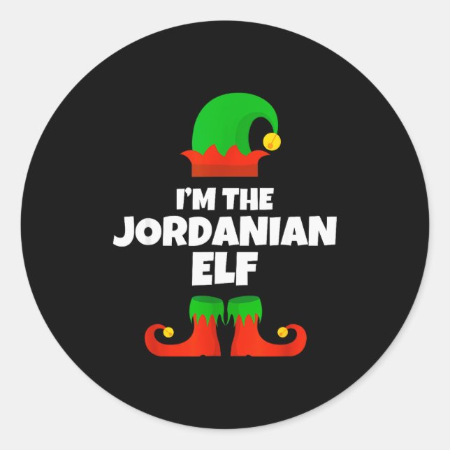 I'm The Jordanian Elf Family Pajama Christmas Funn Classic Round Sticker (Front)