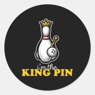 I'm The King Pin Cute Kawaii Bowling Pin Funny Classic Round Sticker