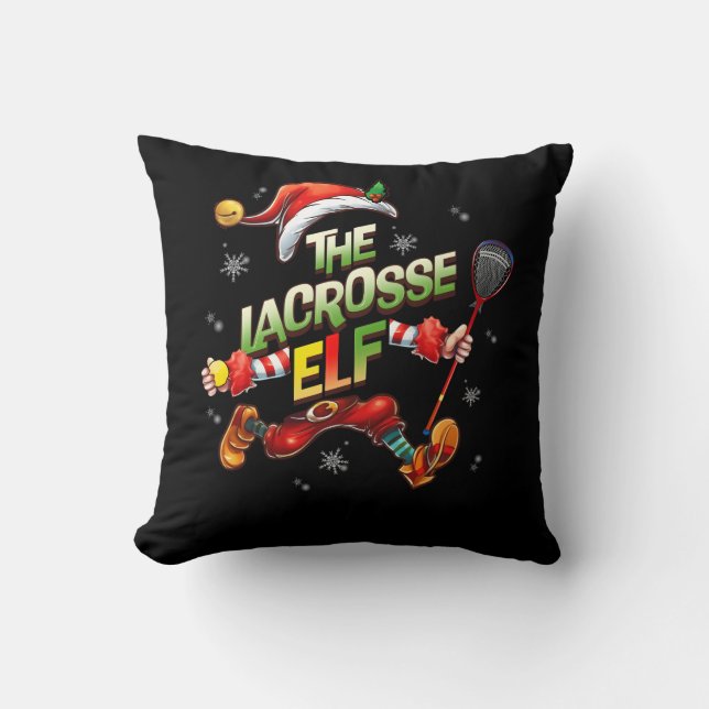 I'm The Lacrosse Elf Christmas Family Elf Player S Cushion (Front)