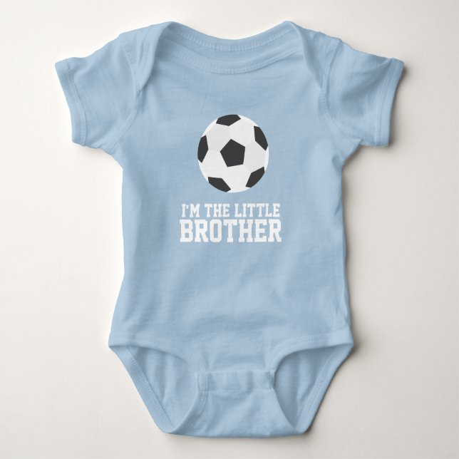 "I'm the Little Brother" Soccer Jersey Number Baby Bodysuit (Front)