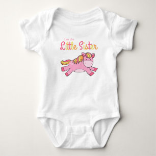 I'm The Little Sister - Cute Pink Pony Baby Bodysuit