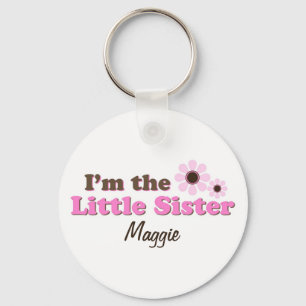 I'm The Little Sister Mod Flowers Personalised Key Ring