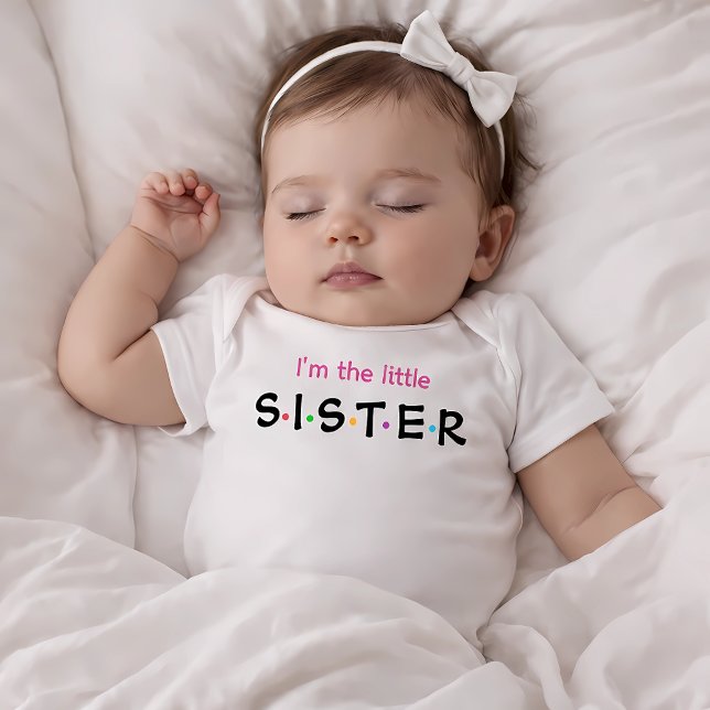 I'm the Little Sister Modern Colorful Girl's Baby Bodysuit (Creator Uploaded)
