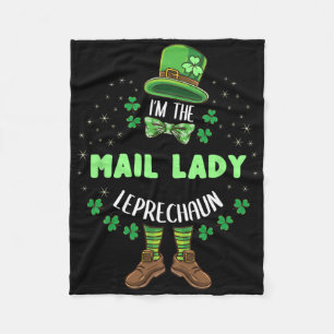 Im The Mail Lady Leprechaun St Patricks Day Fleece Blanket