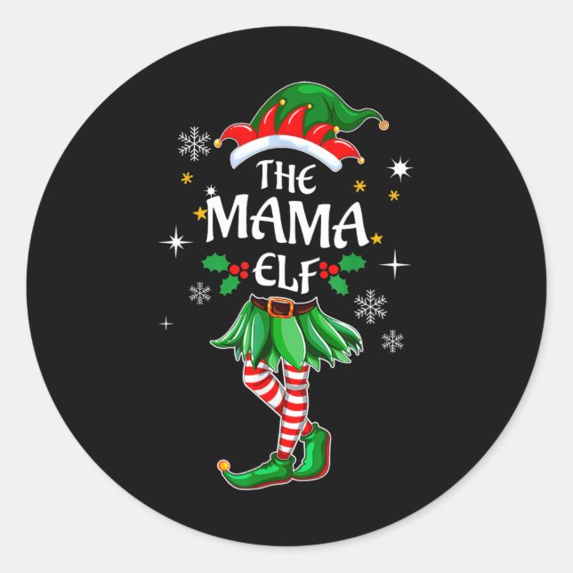 I'm The Mama Elf Cute Family Christmas Matching  Classic Round Sticker (Front)
