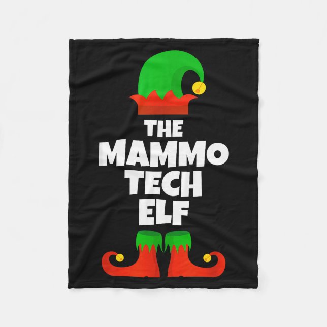 I'm The Mammo Tech Elf Family Pajama Christmas Mam Fleece Blanket (Front)