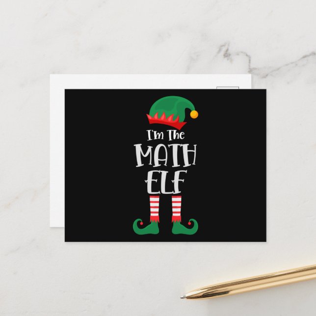 Im The Math Elf Matching Christmas Postcard (Front/Back In Situ)