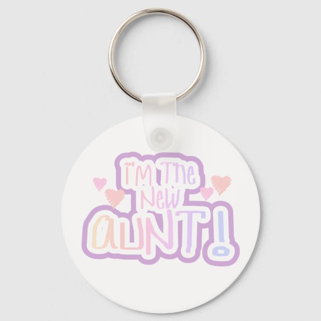 I'm the New Aunt - Shades of Pink Key Ring (Front)