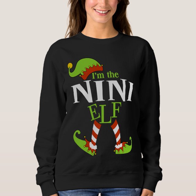 I'm The NINI Elf Family Group Matching PJ Christma Sweatshirt (Front)