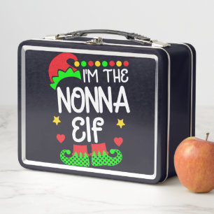 I'm The Nonna Elf Shirt Christmas Family Elf Costu Metal Lunch Box