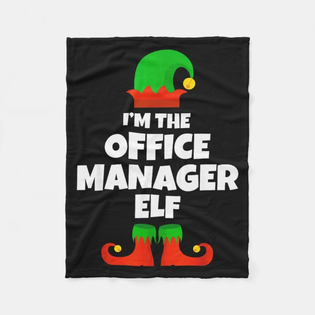 I'm The Office Manager Elf Family Pajama Christmas Fleece Blanket (Front)