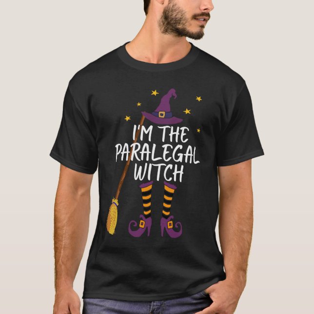 I'm The Paralegal Witch Funny Halloween Law Costum T-Shirt (Front)