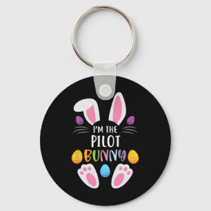 I'm The Pilot Bunny Funny Easter Day Rabbit  Key Ring