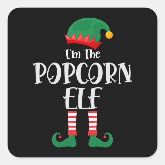Im The Popcorn Elf Matching Christmas Square Sticker (Front)