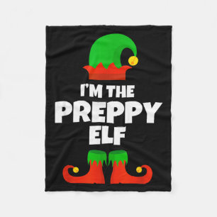 I'm The Preppy Elf Family Pajama Christmas Funny  Fleece Blanket