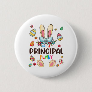 I'm The Principal Bunny Easter Day Matching Family 6 Cm Round Badge