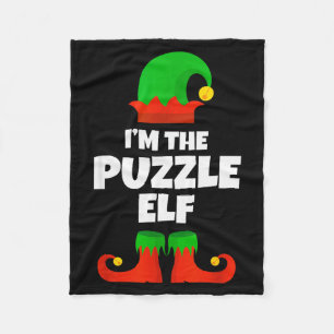 I'm The Puzzle Elf Family Pajama Christmas Funny  Fleece Blanket