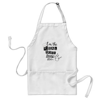 I'm The Real Boss Name Kitchen Black Text Modern Standard Apron