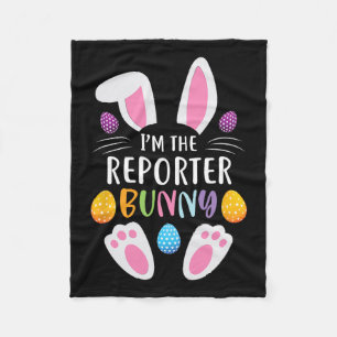 I'm The Reporter Bunny Funny Easter Day Rabbit Fleece Blanket