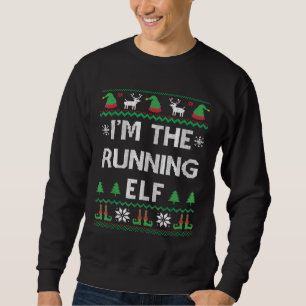 I'm The Running Elf Marathon Runner Ugly Christmas Sweatshirt