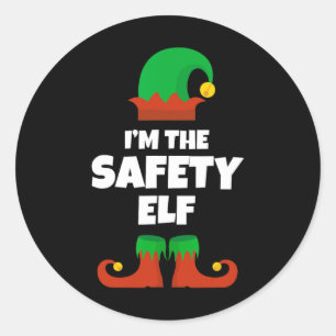 I'm The Safety Elf Family Pajama Christmas Funny Classic Round Sticker