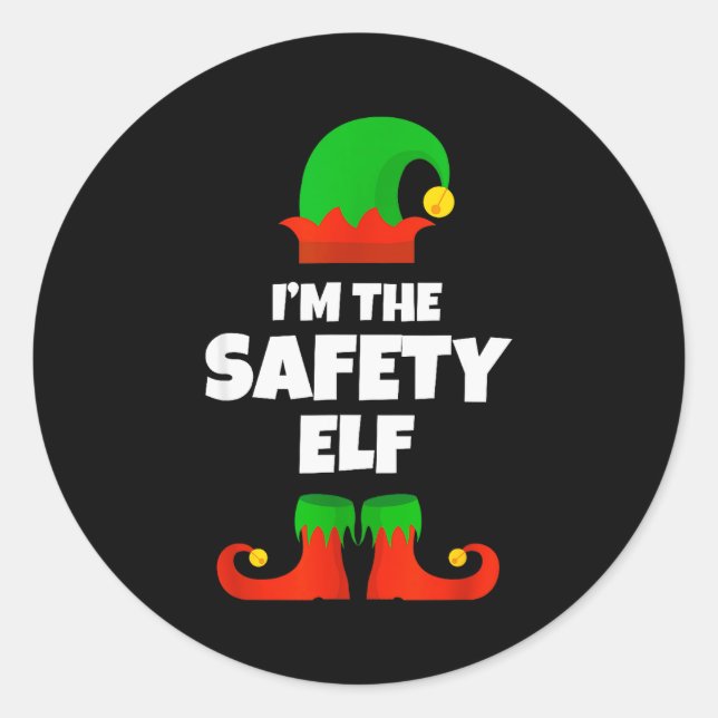 I'm The Safety Elf Family Pajama Christmas Funny  Classic Round Sticker (Front)