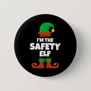 I'm The Safety Elf Family Pajama Christmas Officer 6 Cm Round Badge