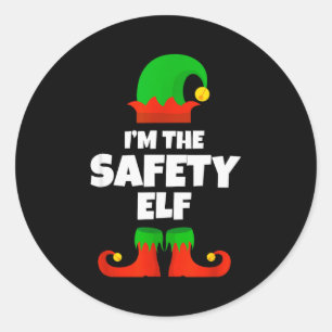 I'm The Safety Elf Family Pajama Christmas Officer Classic Round Sticker